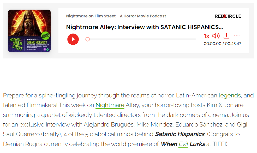 [Podcast] Nightmare Alley: Interview with SATANIC HISPANICS Directors Alejandro Brugués, Mike Mendez, Eduardo Sánchez, & Gigi Saul Guerrero